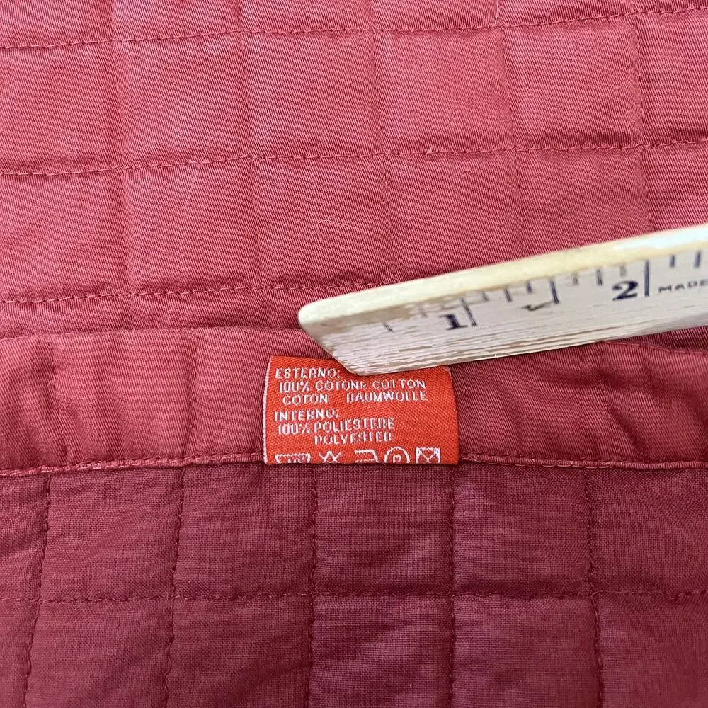 Signoria Firenze Quilted Square Pillow Shams Set of 3 25 x 25 in Maroon Cotton